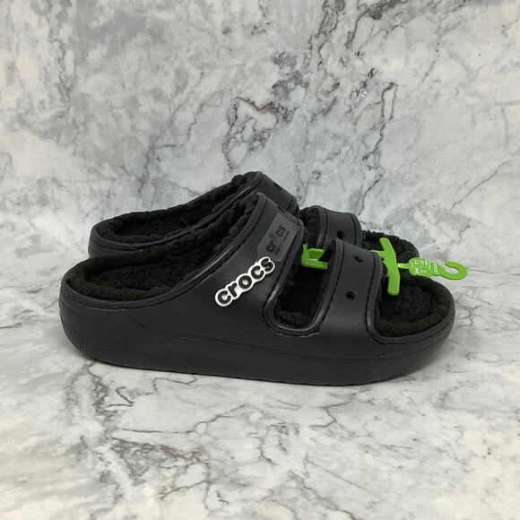 Crocs Men's 5 Women's 7 Black Classic Cozzzy Sandal Fuzzy Slipper P1-37 - Picture 3 of 10